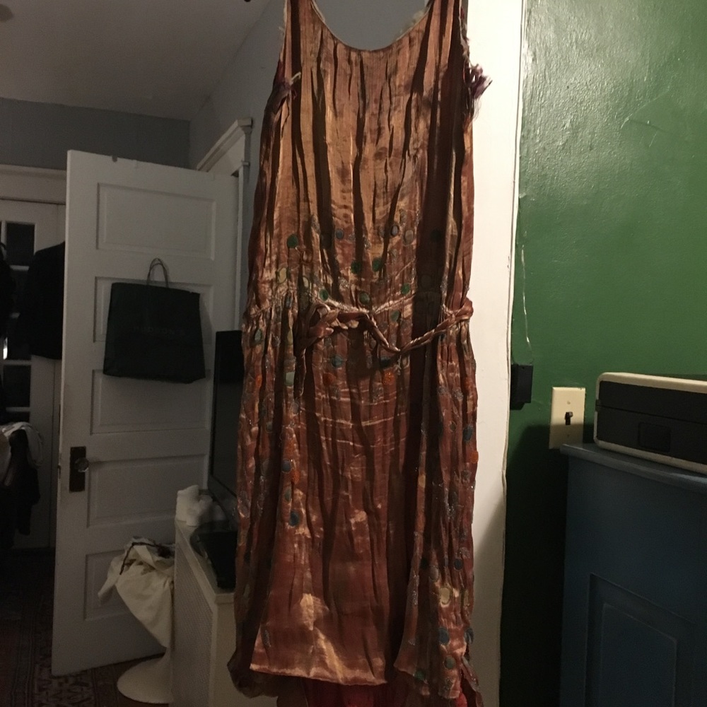 Antique VINTAGE 1920s silk evening dress TLC